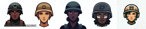 vector avatar of a female soldier's face
