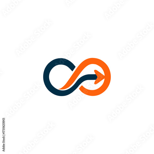Arrow logo shaped like an infinity loop