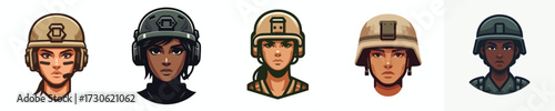 vector avatar of a female soldier's face