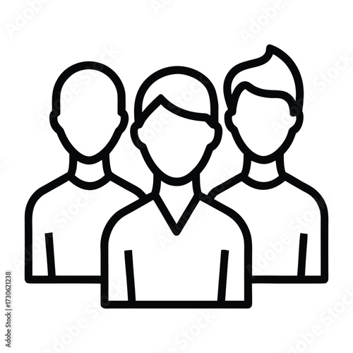 Three person icon outline simple graphic symbol group people