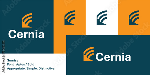 Sunrise Rainbow Logo with Geometric Arc Design