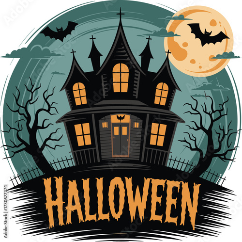 Halloween haunted house vector on white background