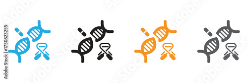 Show your support for genetic research with these colorful DNA and ribbon icons, perfect for medical campaigns and promoting scientific progress in healthcare.