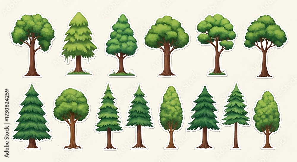 Fototapeta premium Collection of Various Trees.