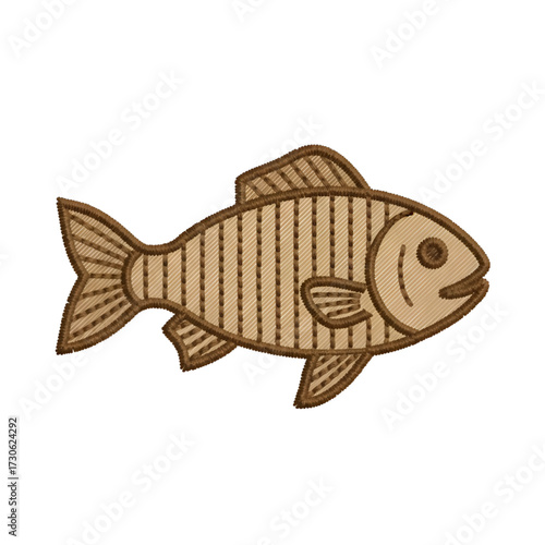 Fish Embroidery Patch Design, Cute Aquatic Animal Stitch Artwork, Decorative Textile Applique for Clothing, Handmade Ocean Motif, Marine Inspired Embroidered Symbol for Apparel and Accessories