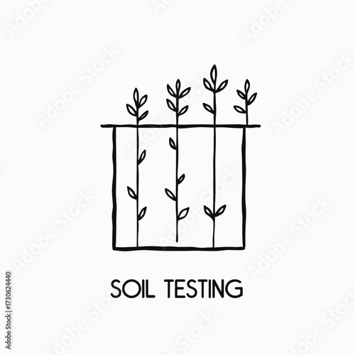 Illustration of soil testing with sprouting plants in a diagram  