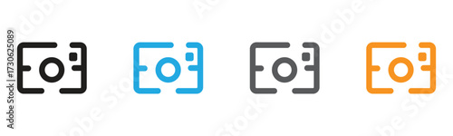 Versatile camera icons in various colors, ideal for websites, apps, and print materials. These clean, modern designs offer a professional look for any creative project needing visual appeal.