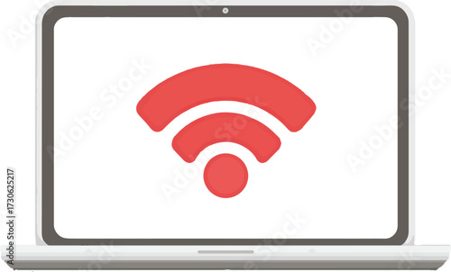 Vector art of laptop with wifi signal icon on screen wireless connection