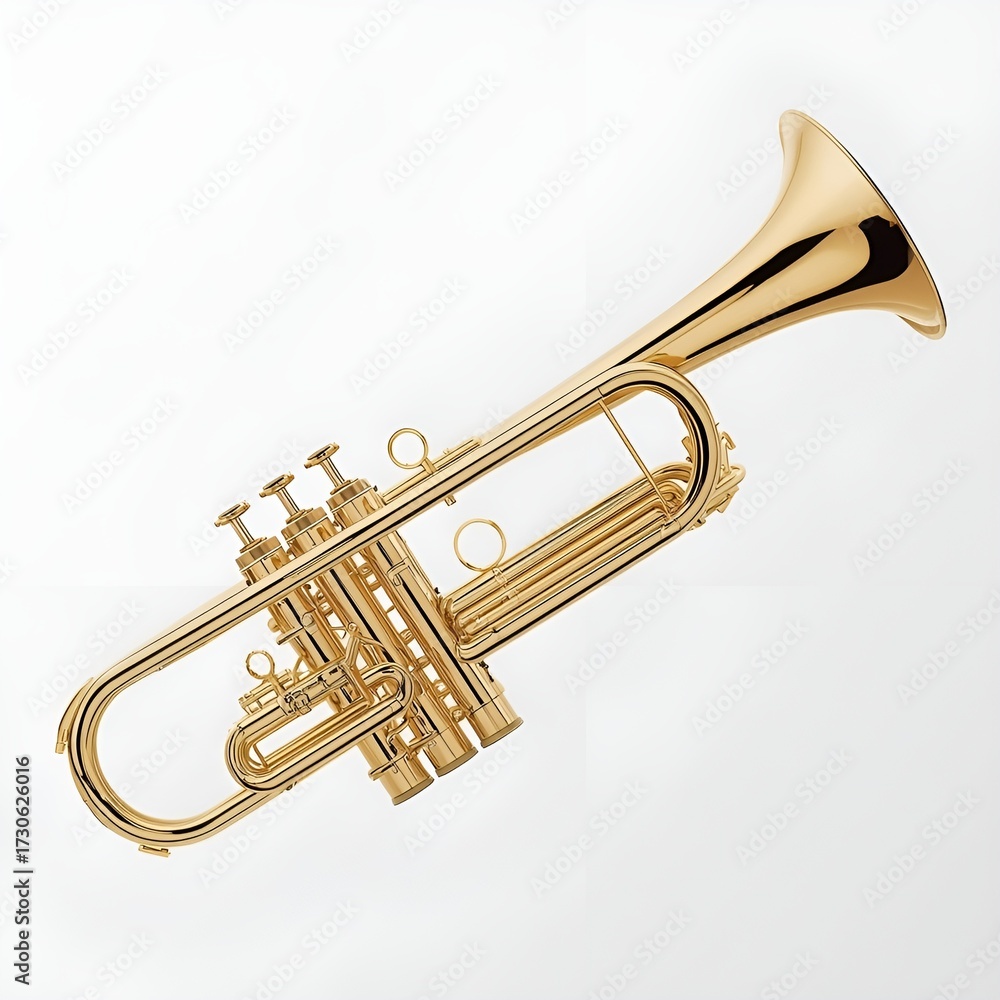 Obraz premium Realistic Polished Golden Trumpet