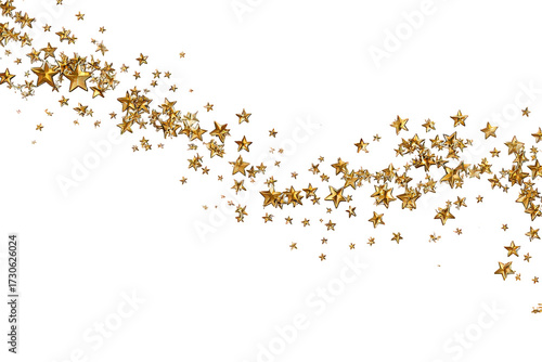 Gold Star Confetti Stream on Black Background