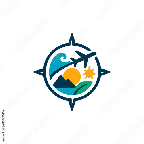 Minimalist flat vector travel logo vector 