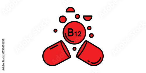 Vitamin b12 supplement capsule illustration for health and wellness product marketing materials and dietary supplement information graphics