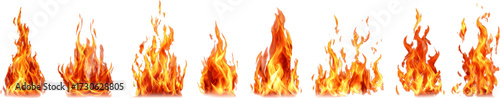 Fierce fire flame animation sprite set. An intense hot burning element