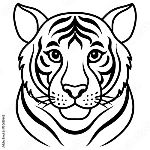 Minimalist Tiger Stripe Line Art Vector Illustration on White Background