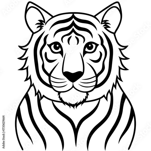 Minimalist Tiger Stripe Line Art Vector Illustration on White Background