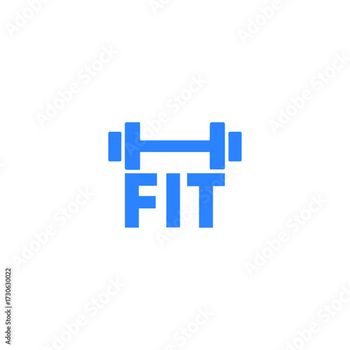 Vector logo design, the word FIT merged with abstract dumbbell shape