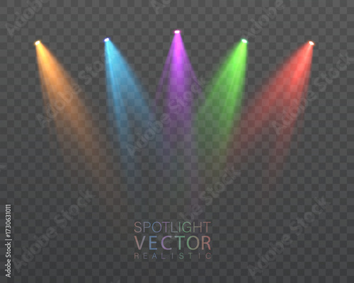 Stage and stadium lighting with bright LED strobe lights. Laser light show. Empty stage before the performance. Spotlights on a transparent background.	
