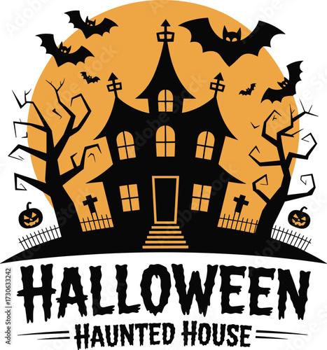 Halloween haunted house vector on white background