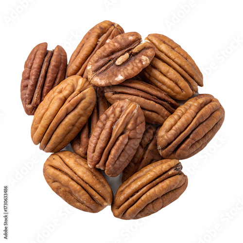 handful of pecan nuts isolated on transparent background