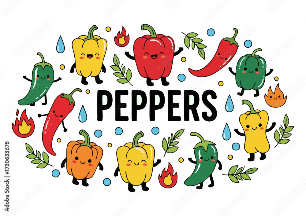 Obraz premium Stylized red bell pepper on a white background, vector illustration 