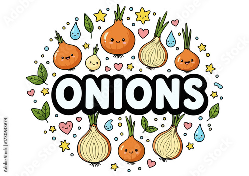 Illustration of fresh green leek with white bulb on a white background