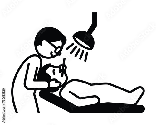 Dentist performing dental examination icon vector illustration scalable eps format silhouette vector illustration white background