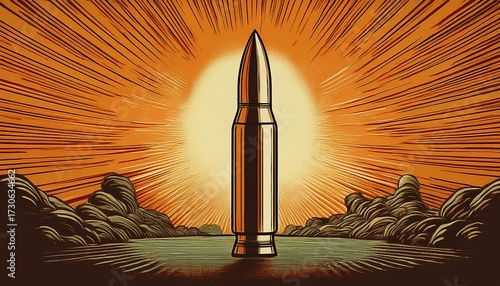 bullet linocut style