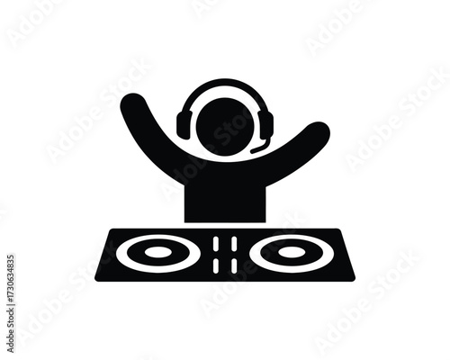 Dj icon silhouette vector scalable eps graphic for music and entertainment silhouette vector illustration white background