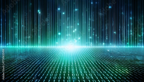 binary code background with glowing effect