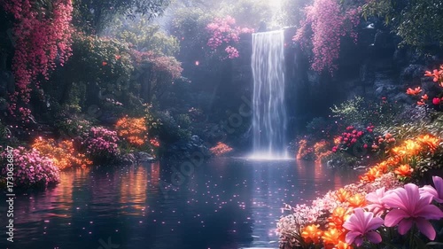 Enchanted Waterfall Oasis - A Serene Escape into Natures Embrace.