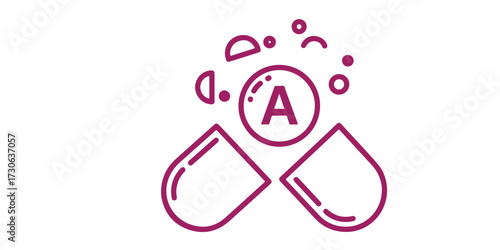 Vitamin a supplement capsule illustration for health and wellness advertising and nutrition information graphics and medical publications