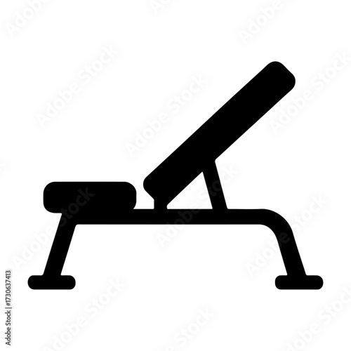 Inclined Weight Bench Silhouette Icon for Fitness and Gym Equipment