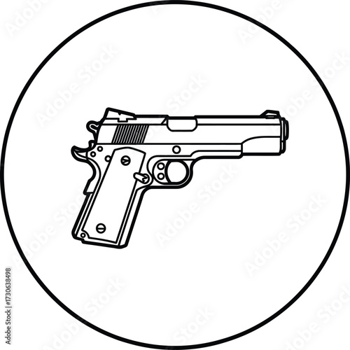 Classic 1911 pistol vector illustration scalable eps icon for download silhouette vector illustration white background