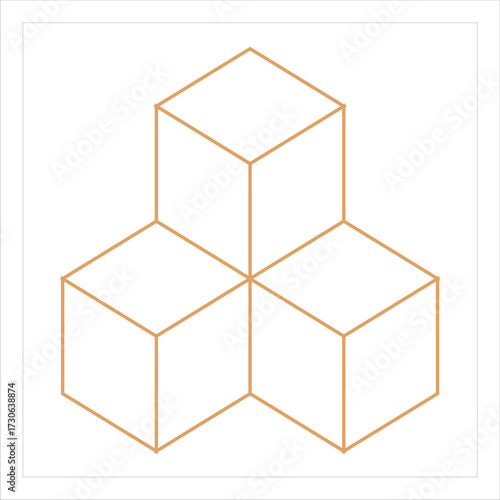 Vector illustration featuring an arrangement of cubes in isometric perspective with variations in patterns, structural configurations, and color schemes