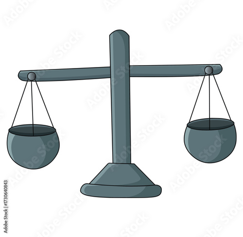 Cute cartoon hand drawn vector Balance scale clipart.