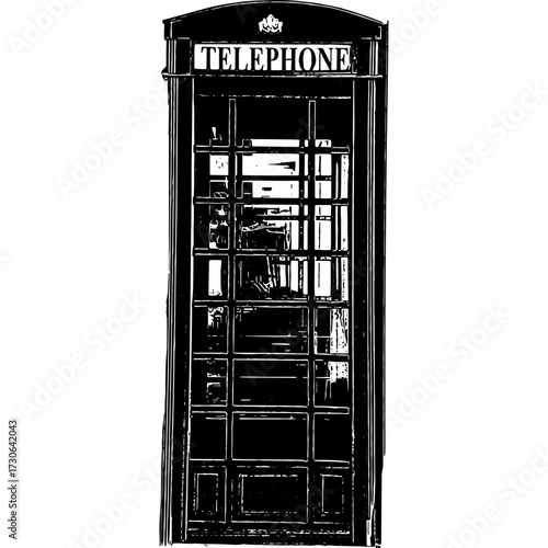 Vector image of a telephone cabinet outdoor iconic black