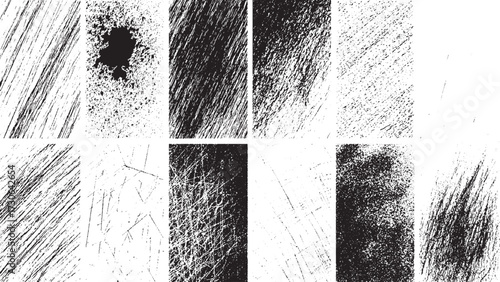 grunge Distressed Black Grain Texture – Scratched Grunge Overlay, Urban overlay Dotwork pattern, vector design on transparent background.