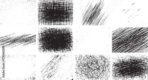 grunge Distressed Black Grain Texture – Scratched Grunge Overlay, Urban overlay Dotwork pattern, vector design on transparent background.