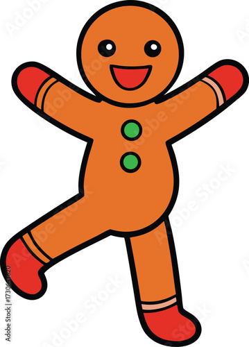 christmas gingerbread man and dancing cartoon 