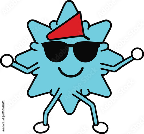 christmas snowflake wearing sunglasses and sliding