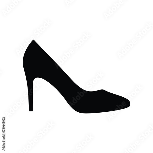 Classic Court Shoe Silhouette Vector – Simple Women’s High Heel