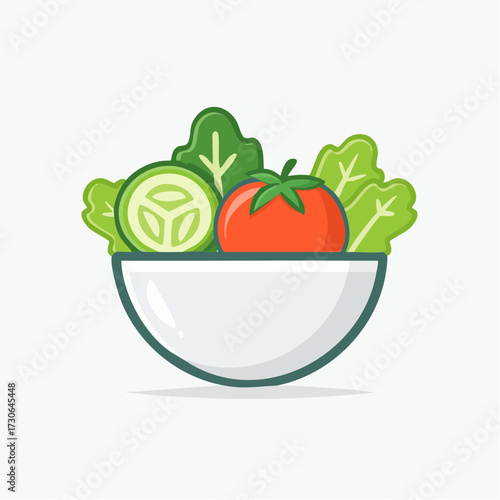 Fresh Vegetable Salad in a Bowl Healthy Eating and Nutritious Food Illustration