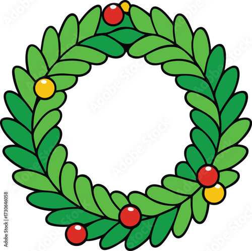 spruce branch shaped into a christmas crown 