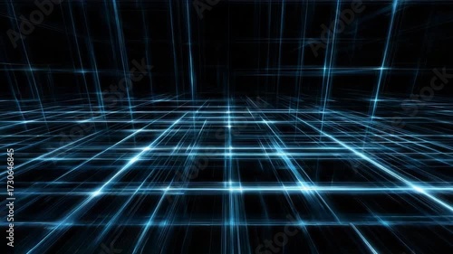 Wallpaper Mural Futuristic grid with glowing blue lines on a black background, symbolizing advanced technology and digital innovation. Torontodigital.ca