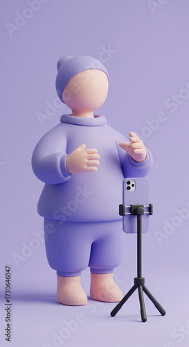 3D Character Recording Video with Smartphone on Tripod