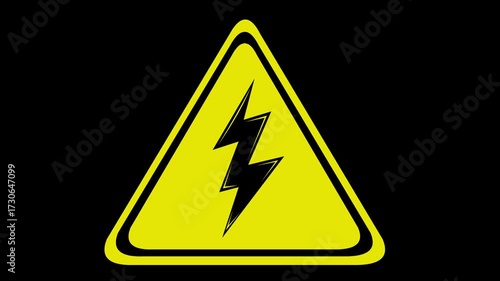 video animation danger attention high voltage electrical label signage, on a transparent background with alpha channel set to zero
