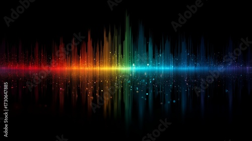 Wallpaper Mural Abstract vibrant spectrum visualizer on a black background with shimmering reflections, concept for sound design, music production and data visualization Torontodigital.ca