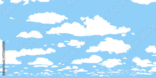 Bright, fluffy white clouds drift across a seamless blue sky on a clear summer day. Bright and shinny natural and cloudy sky. cloud watercolor heaver light sunny space background. cloudy sky. smoky