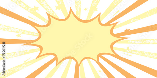Pop art background. Comic pattern with speech bubble and starburst. Comic sound effect illustration retro style. Blank boom speech bubble. Duotone effect. Vintage gradient banner. Retro starburst 