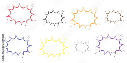 Dynamic comic-style explosion bubble with colorful background and white burst. speech bubble and text space on vibrant yellow backdrop, ideal for cartoon comic book design. radial explosion background